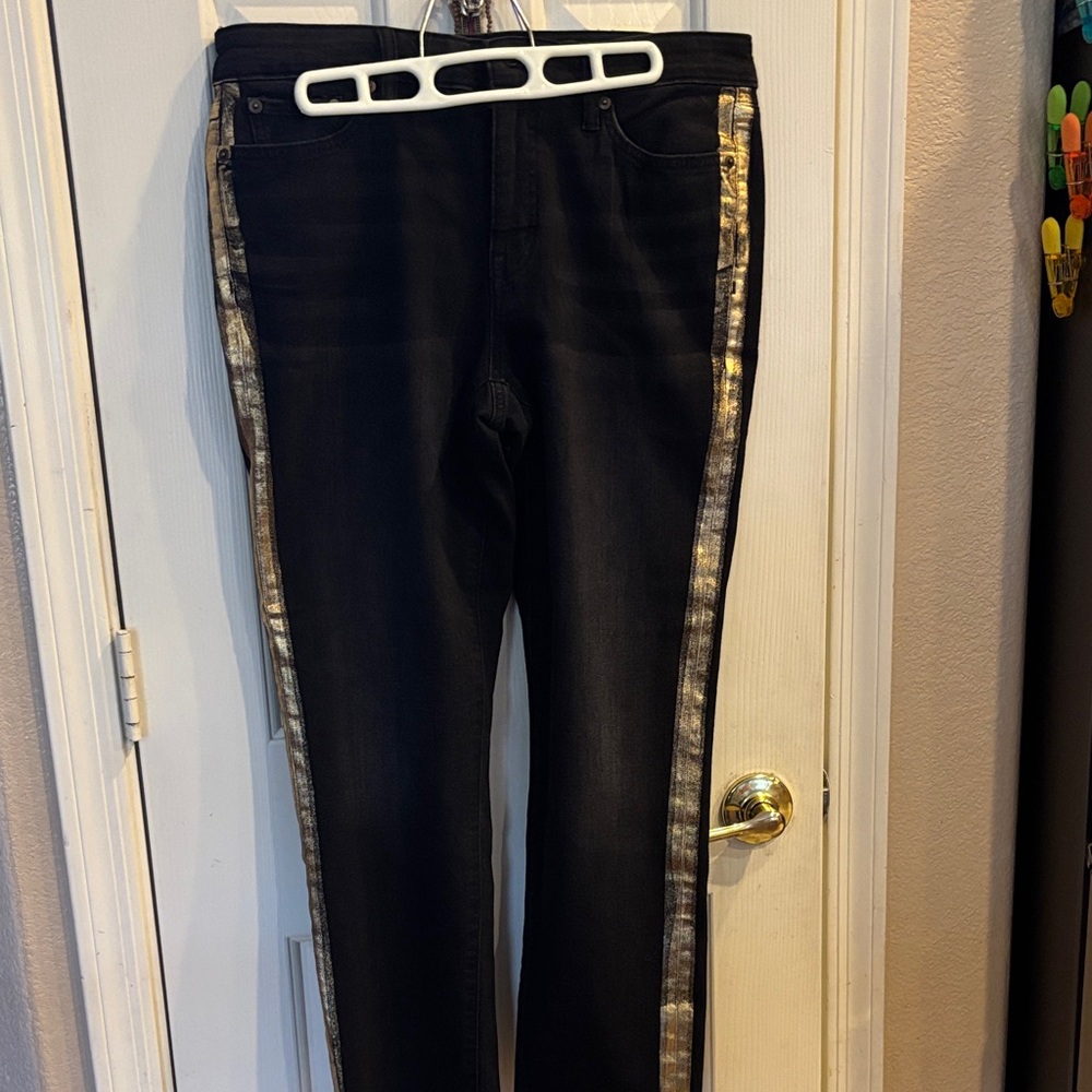 Lauren Ralph Lauren Black Jeans with Gold Side Stripes